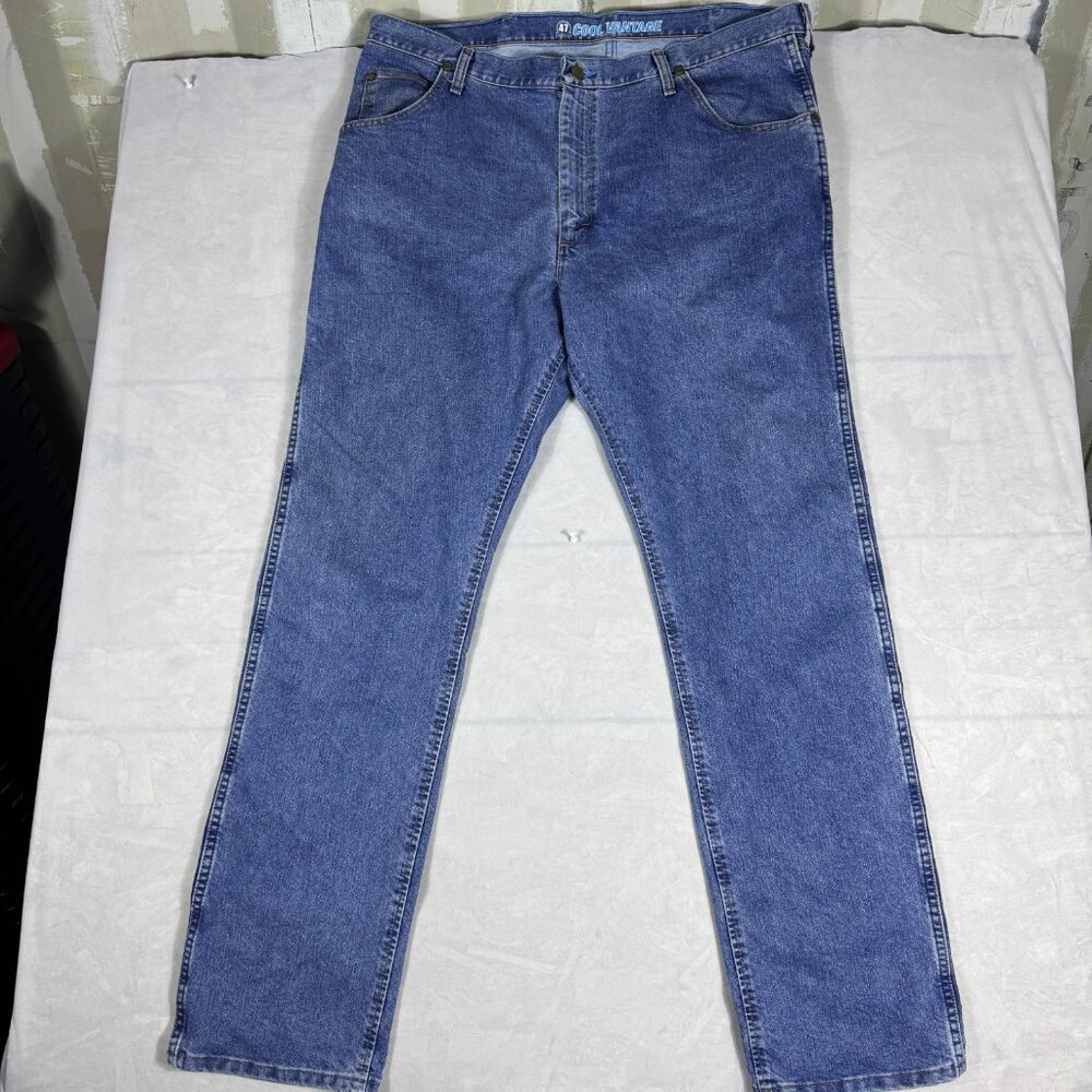 Wrangler Mens Straight Jeans Blue Denim 47 Regular Fit Cool Vantage Size 40x34